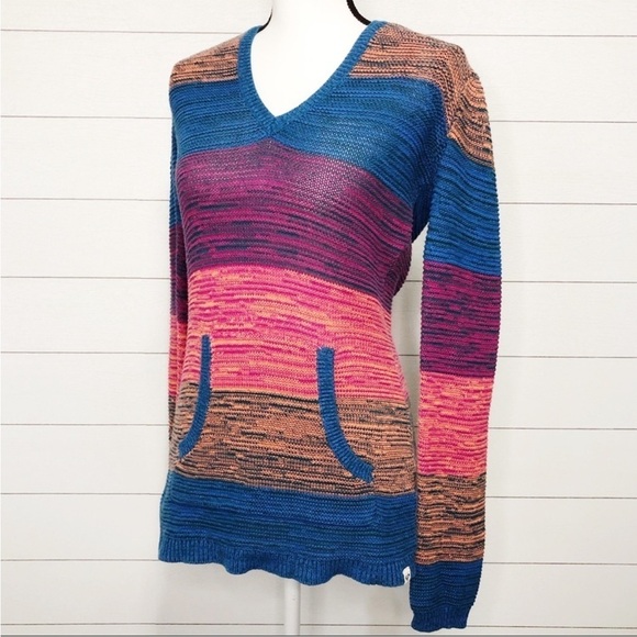 ROXY Lightweight Multi Color Hooded Sweater Sz XS - Picture 1 of 8